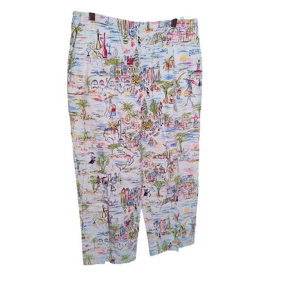 Exofficio Italy All Over Print Map Drawing Travel Italian Capri Pants Size 10 - Picture 1 of 11
